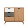 Inter-Furn Commode, grenenhout, massief grenen/grijs/wit, 96 x 79 x 40 cm