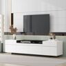 Merax TV opzetkast met drie deuren, tv-meubel, tv-meubel, wit, tv-tafel, tv-tafel, tv-tafel, tv-tafel, dressoir