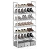 AcornFort ® S-5 verstelbare schoen opslag schoenenrek organizer plank hold stand stevig ontwerp, ruimtebesparend, eenvoudig te monteren (Wit, 6 Lagen)
