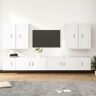 DCRAF Mooie Entertainment Centra & TV Stands-8 Stuk TV Kast Set Wit Engineered Hout