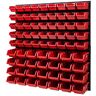 PAFEN Opslagsysteem stapelboxen wandrek 772 x 780 mm – 73 stuks boxen, werkplaats, bulkstelling gereedschapswand (rood)