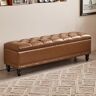 TPNJ Bedroom bench with storage, bench for entryway, wooden storage bench, bedroom storage bench, end of bed storage bench, leather bench, bed ottoman bench, modern bench, narrow bench, padded bench (Colo