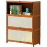 SHAIRMB Multi Layer Bookshelf, Mid-Century Modern Natural Bookcase, Tall Narrow Bookcase, Free Standing Shelf, Display Storage Shelves Organizer, Wood Storage Cube Bookcase,31.5in,3 Doors