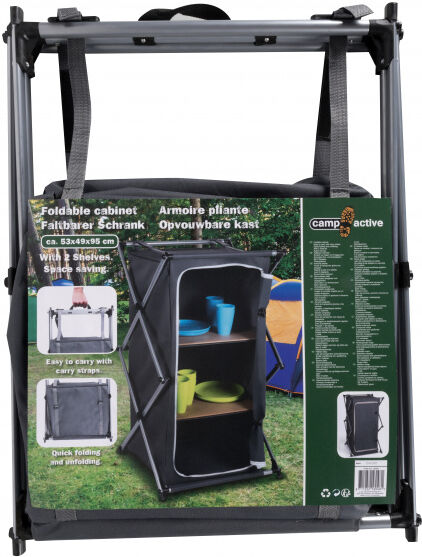 Camp Active opvouwbare kast met 3 lagen 95x53x49cm antraciet - Antraciet