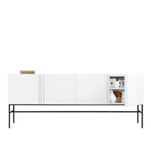 Fogia Boss Sideboard 4 Doors, Stained Oak, Stained Black, Stone Top, Wood Underlay
