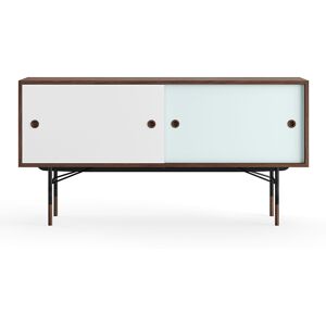 House of Finn Juhl Sideboard Without Tray Unit, Teak, White/light Blue, Light Blue Steel