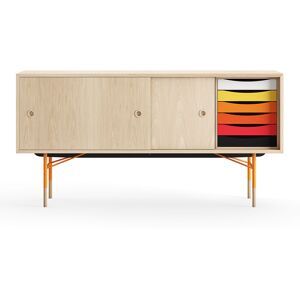 House of Finn Juhl Sideboard With Tray Unit, Oak Veneer, Orange Steel, Warm