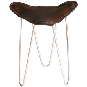 OX Denmarq Trifolium Stool, Stainless Steel Frame, Leather: Mocca