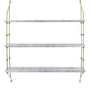 OX Denmarq Morse, Brass Frame, Shelves: 3x White Marble