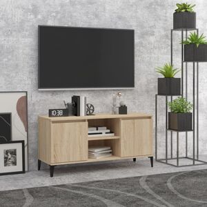 vidaXL TV-benk med metallben sonoma eik 103,5x35x50 cm