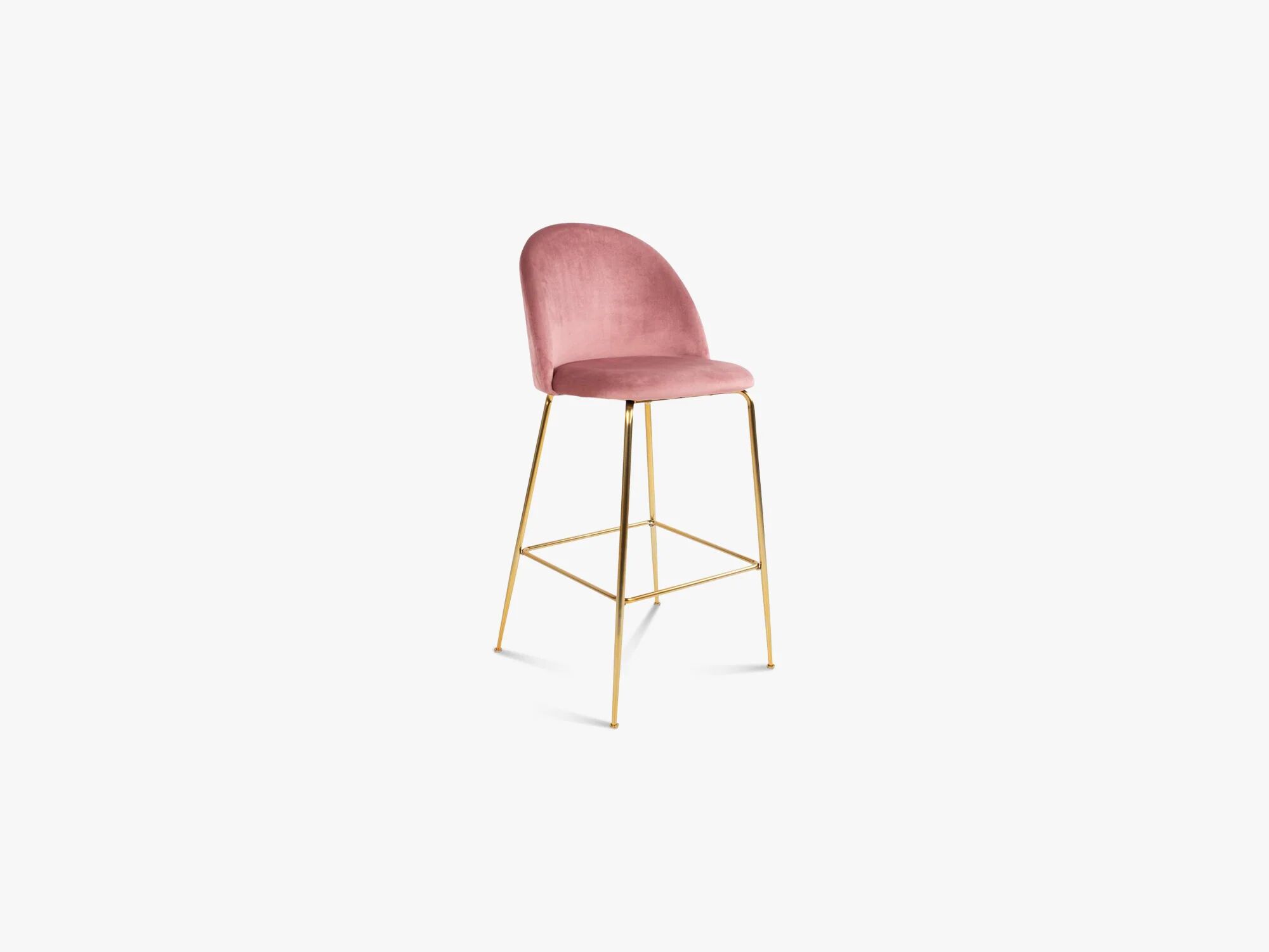 Nordic Essentials Lausanne Bar Chair 2pcs, Rosa Velour med ben i messing utseendet