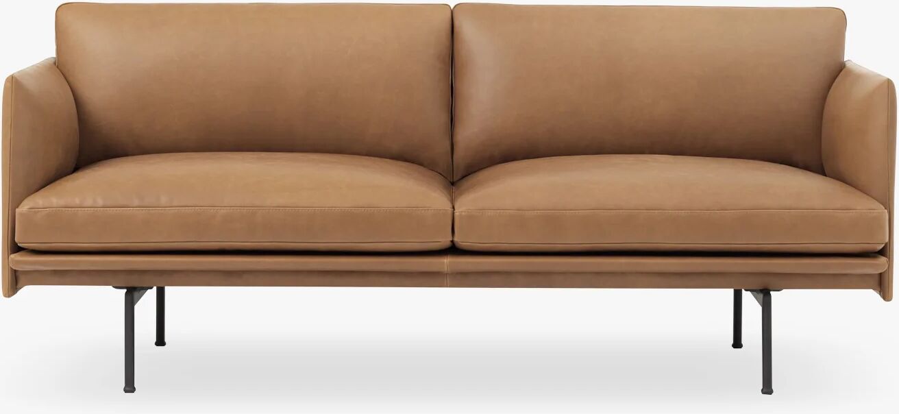 Muuto Skissere Sofa-2-Seters, Silke, Skinn-Cognac