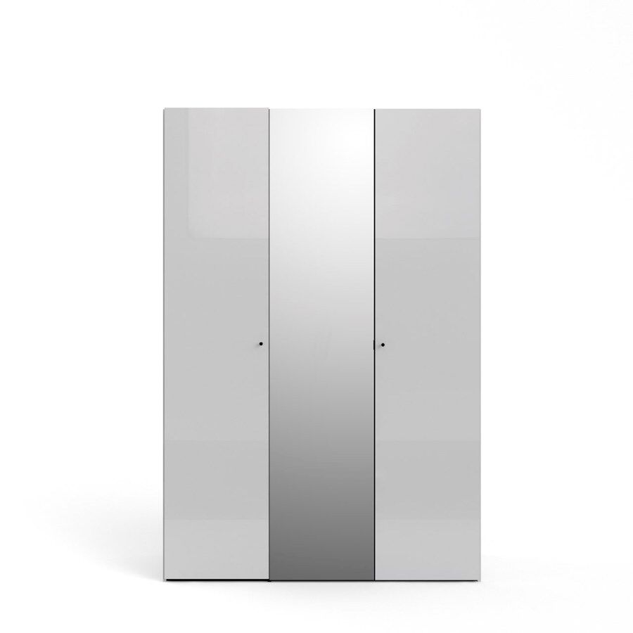 Saskia garderobeskap 1 speildør og 2 dører hvit høyglans og hvit.