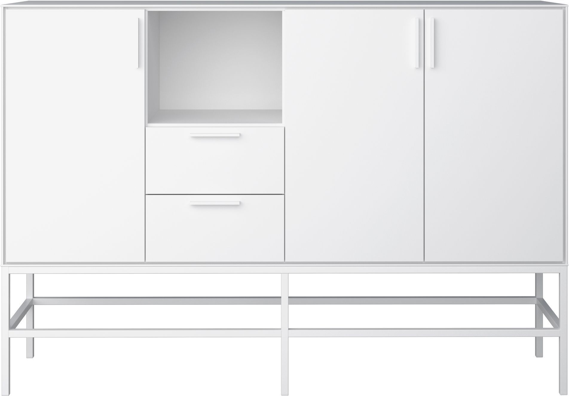 Steens Slimline Sideboard med 3 dører + 2 skuffer, Hvit, Hvit   Unoliving