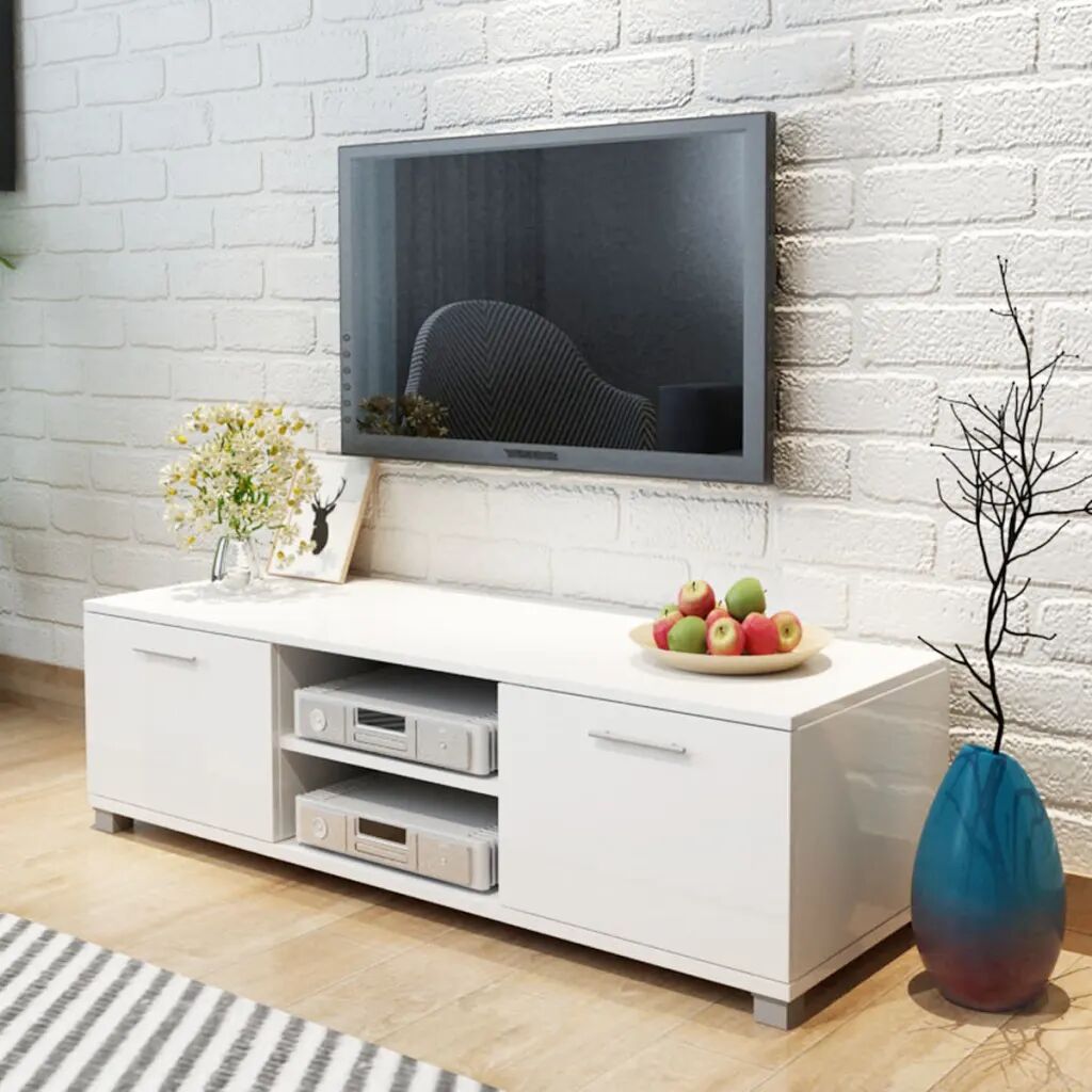 vidaXL TV-benk høyglans hvit 120x40,3x34,7 cm
