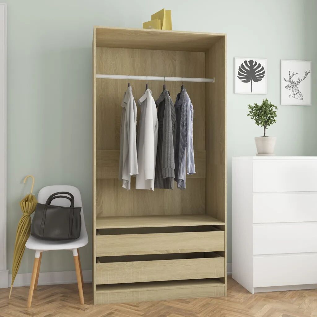 vidaXL Garderobe sonoma eik 100x50x200 cm sponplate