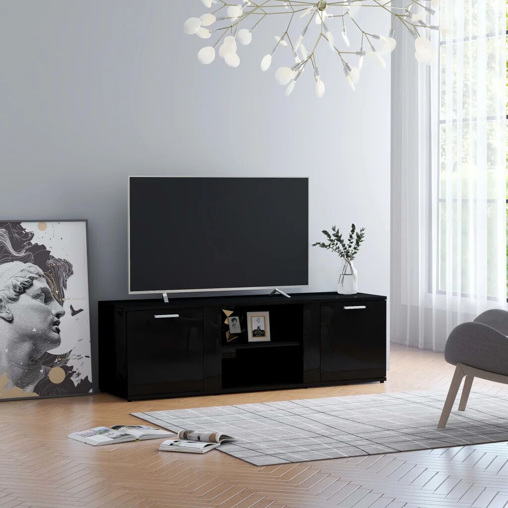 vidaXL TV-benk høyglans svart 120x34x37 cm sponplate