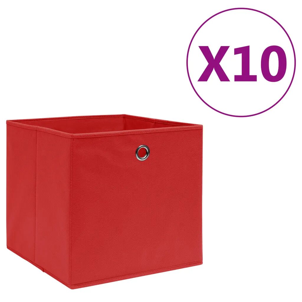 vidaXL Oppbevaringsbokser 10 stk ikke-vevet stoff 28x28x28 cm rød