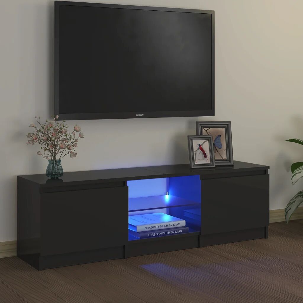 vidaXL TV-benk med LED-lys grå 120x30x35,5 cm