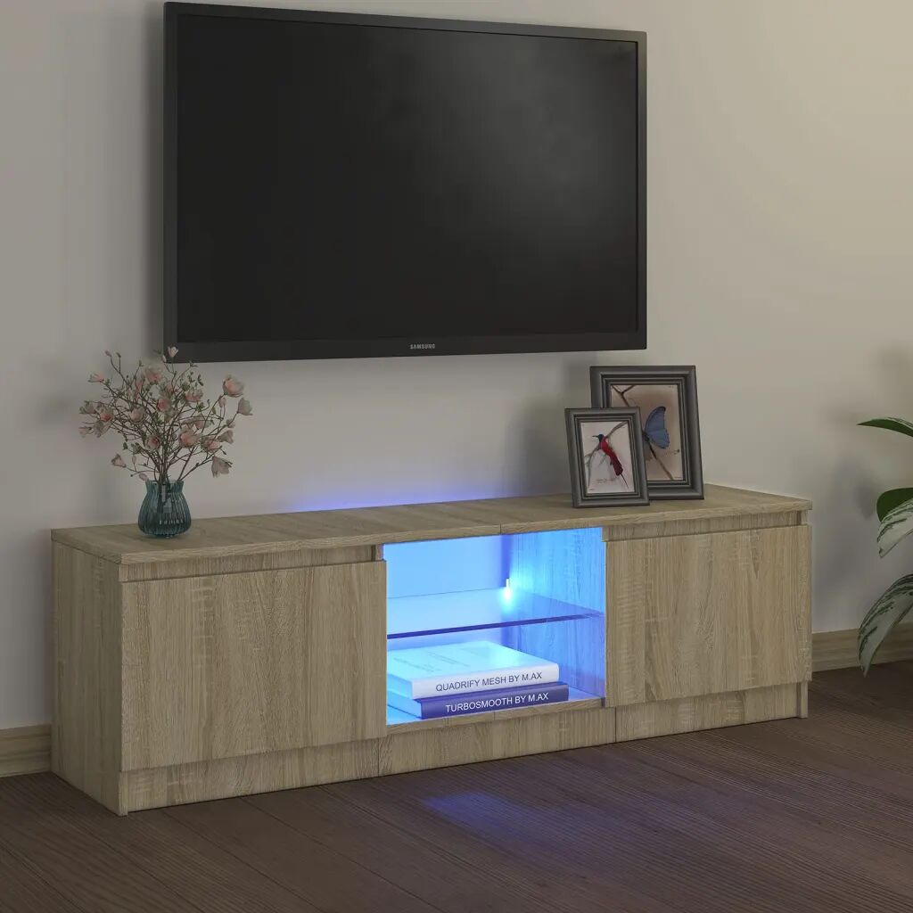 vidaXL TV-benk med LED-lys sonoma eik 120x30x35,5 cm