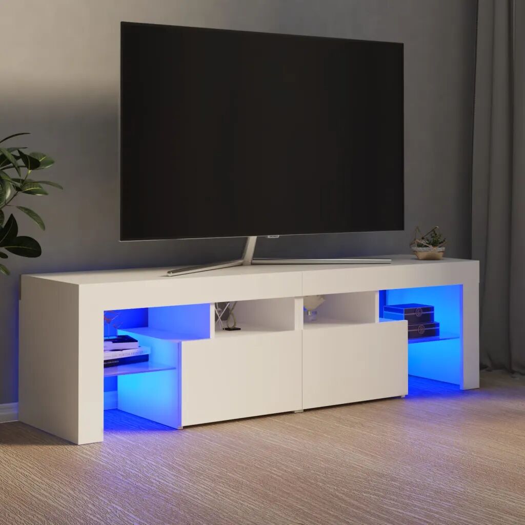 vidaXL TV-benk med LED-lys hvit 140x35x40 cm