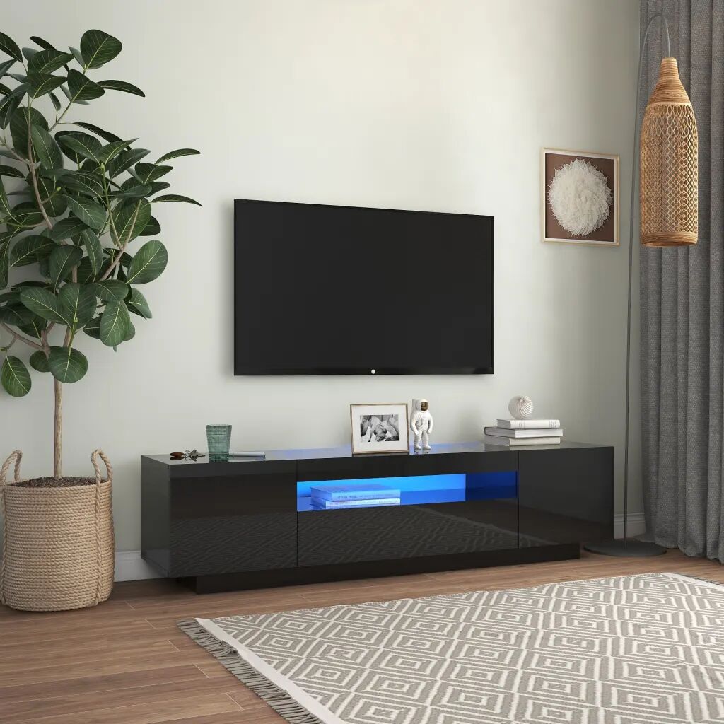 vidaXL TV-benk med LED-lys høyglans svart 160x35x40 cm