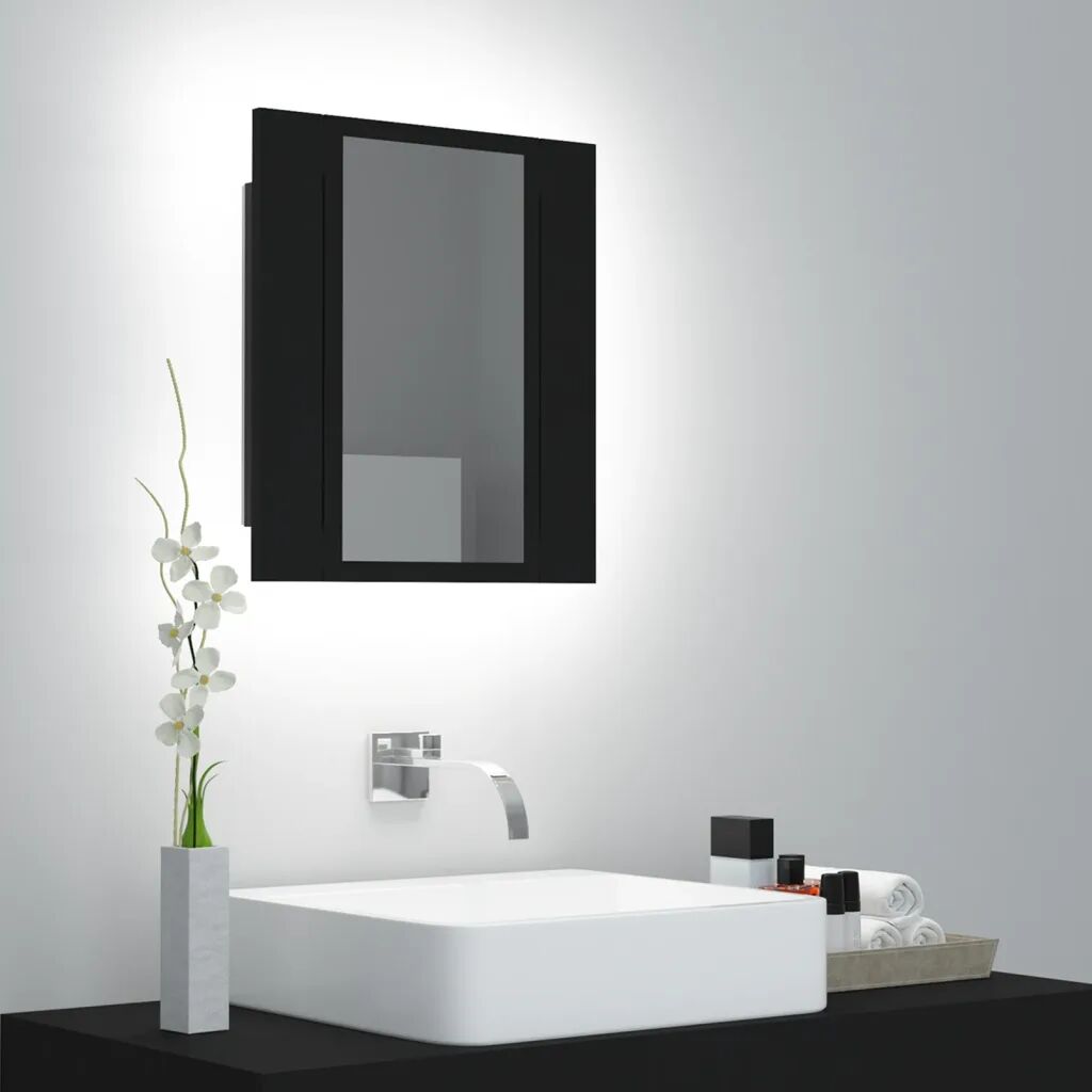 vidaXL LED-speilskap til baderom svart 40x12x45 cm