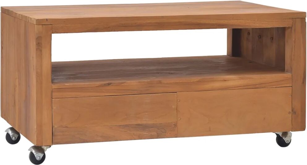 vidaXL TV-benk med hjul 80x50x42 cm heltre teak