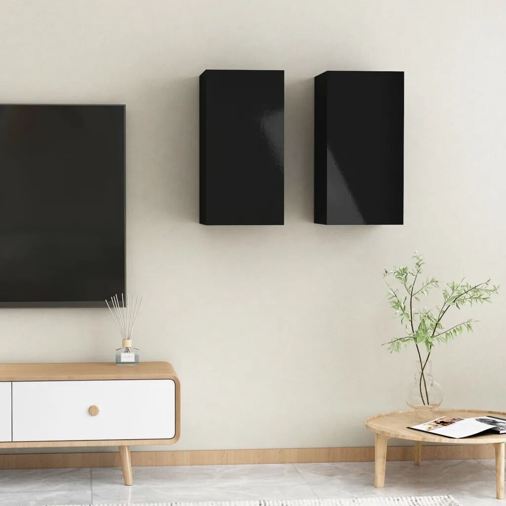 vidaXL TV-benker 2 stk høyglans svart 30,5x30x60 cm sponplate