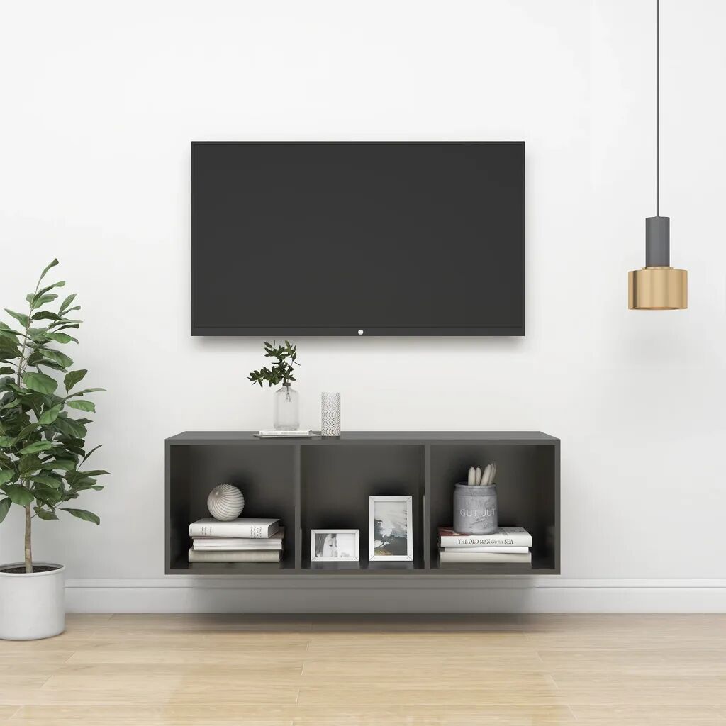 vidaXL Vegghengt TV-benk grå 37x37x107 cm sponplate