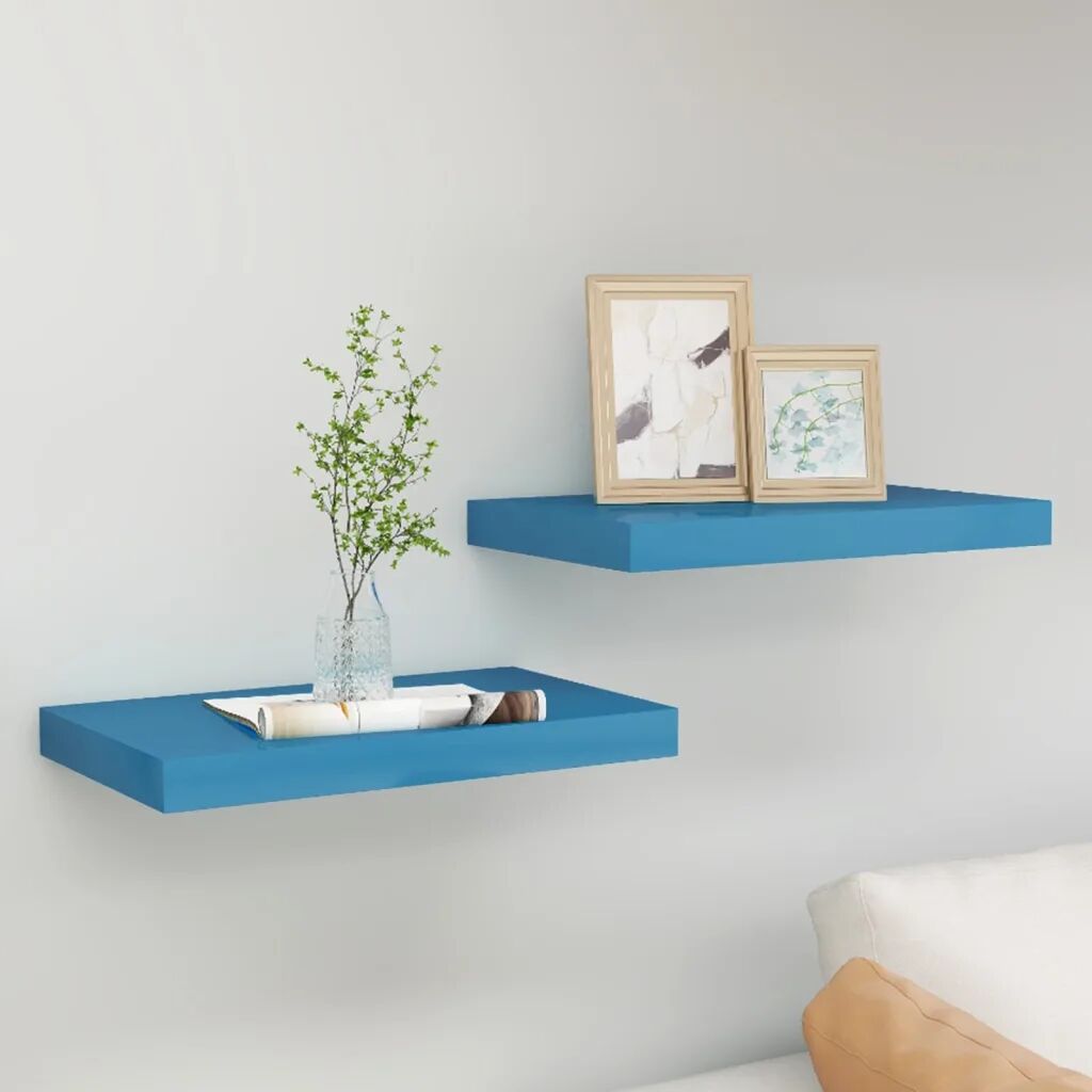 vidaXL Flytende vegghyller 2 stk blå 50x23x3,8 cm MDF