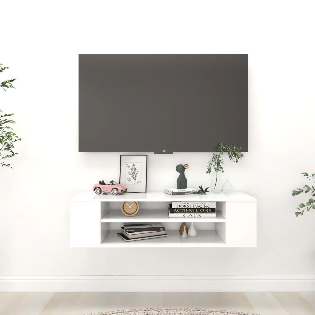 vidaXL Hengende TV-benk hvit 100x30x26,5 cm sponplate