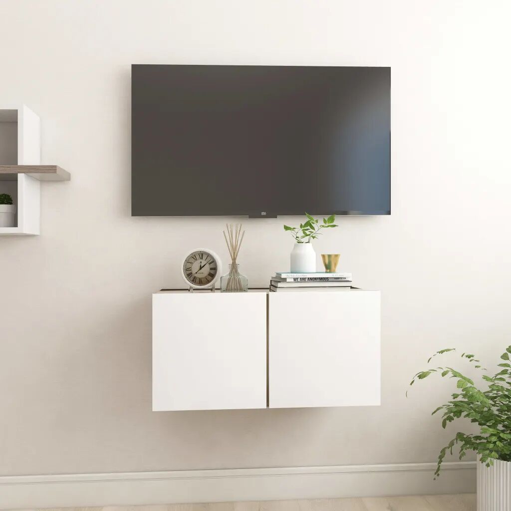 vidaXL Hengende TV-benk hvit og sonoma eik 60x30x30 cm