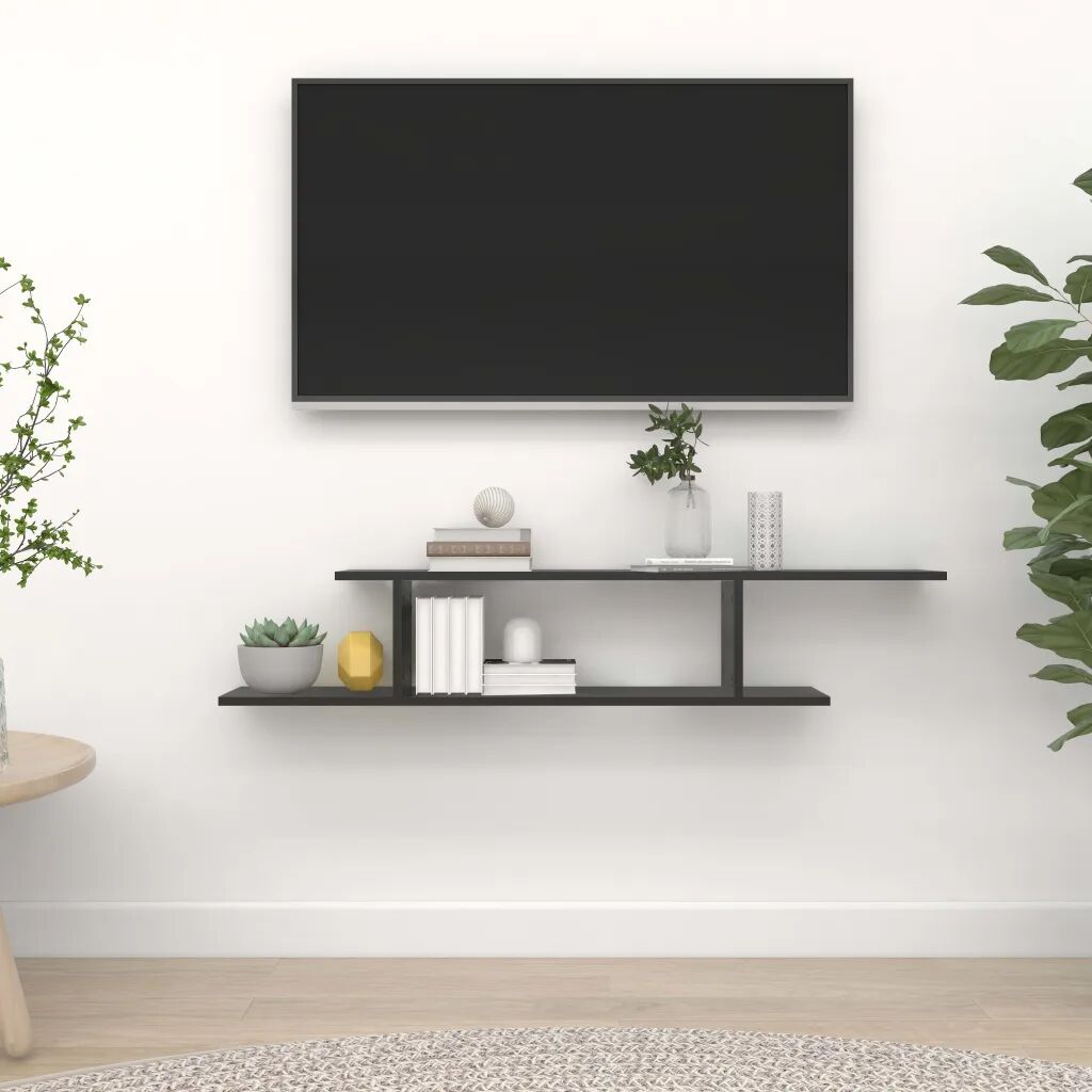 vidaXL Veggmontert TV-hylle svart 125x18x23 cm sponplate