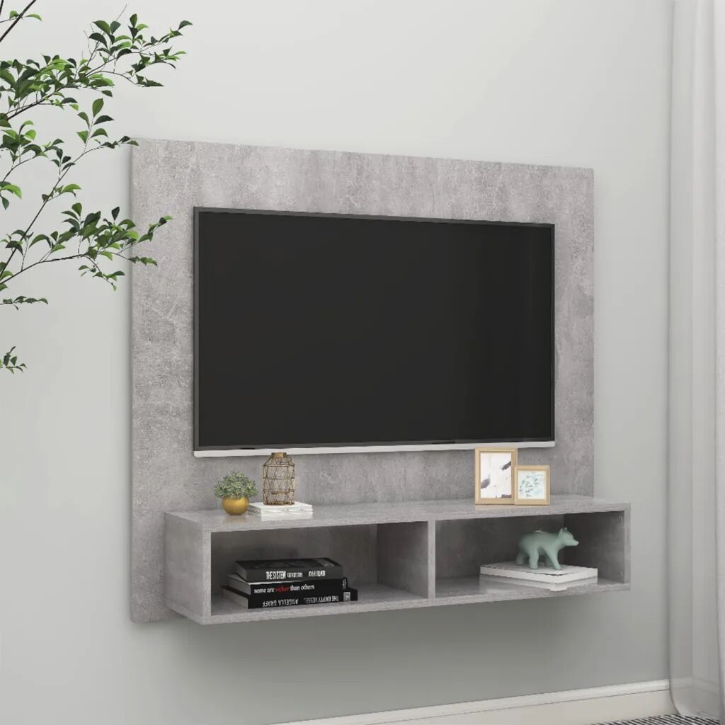 vidaXL Veggmontert TV-benk betonggrå 102x23,5x90 cm sponplate
