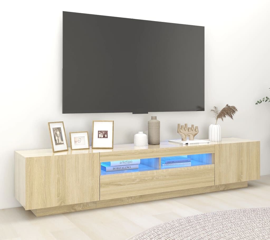 vidaXL TV-benk med LED-lys sonoma eik 200x35x40 cm