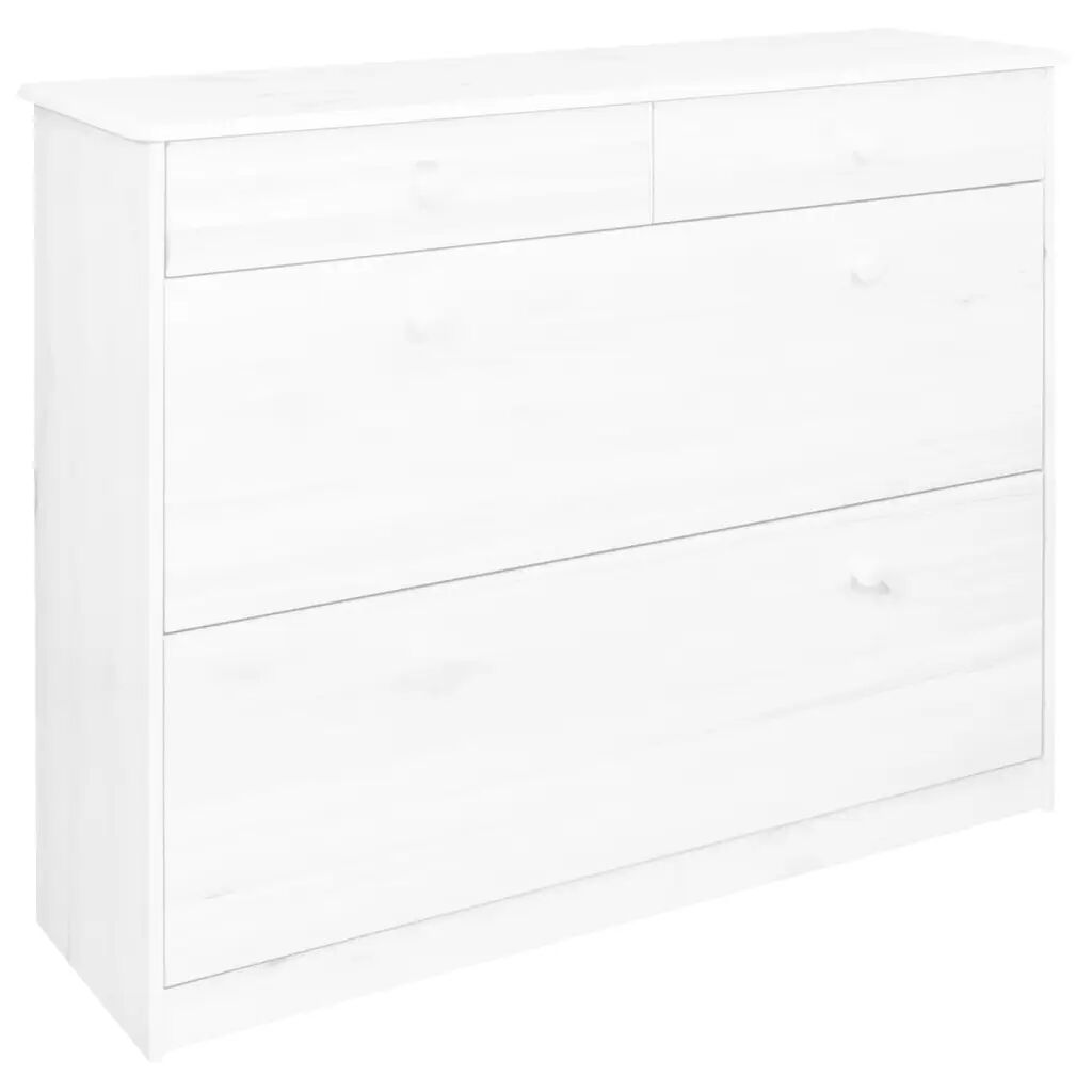 vidaXL Skoskap med 2 klaffer hvit 113x35x89 cm heltre furu