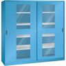 LISTA Szafa z drzwiami przesuwnymi z drzwiami z okienkiem, 8 półek, jasnoniebieska