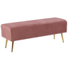 Beliani Banco em veludo rosa com pés em metal dourado 118 cm de estilo glamoroso