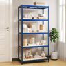 vidaXL 5-Layer Storage Shelf Blue Steel&Madeira de engenharia