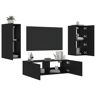 vidaXL 3 pcs móveis de parede para TV com luzes LED preto