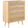 Beliani Cómoda com 4 portas Perote de Rattan/vime Castanho claro 80x38x97