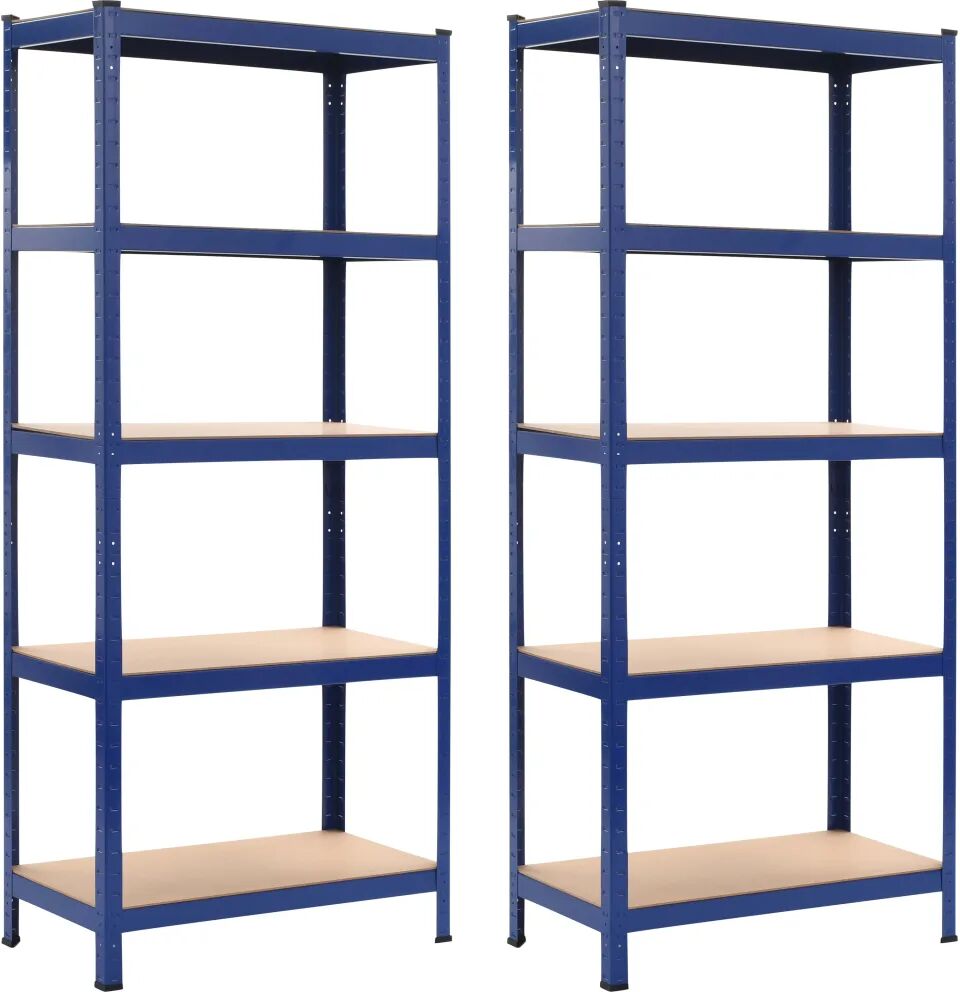 vidaXL Prateleiras de arrumação 2 pcs azul 80x40x180 cm aço e MDF