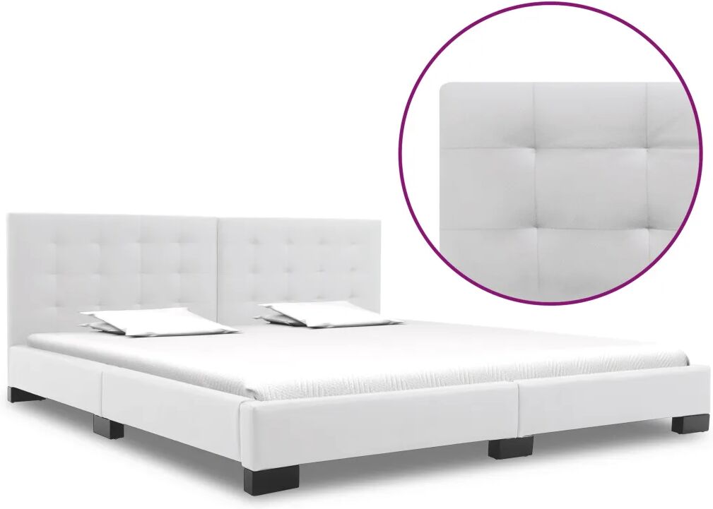 vidaXL Estrutura de cama em couro artificial 180x200 cm branco