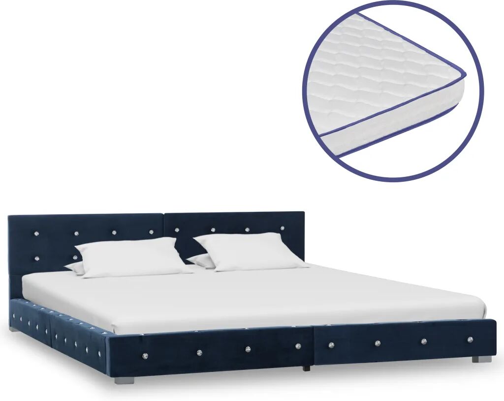 vidaXL Cama com colchão de espuma de memória 160x200 cm veludo azul