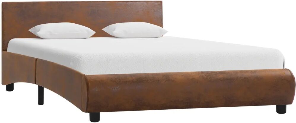 vidaXL Estrutura de cama 140x200 cm couro artificial castanho