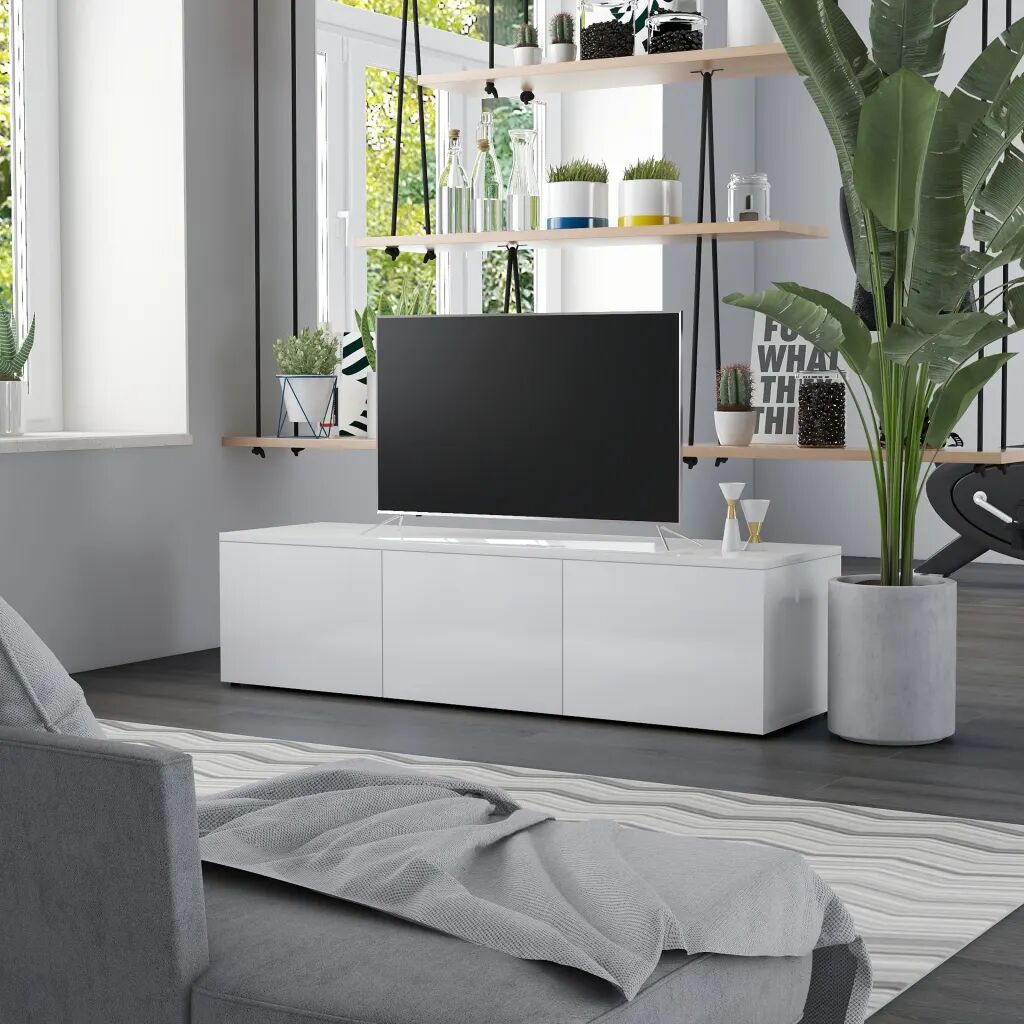 vidaXL Móvel de TV 120x34x30 cm contraplacado branco brilhante