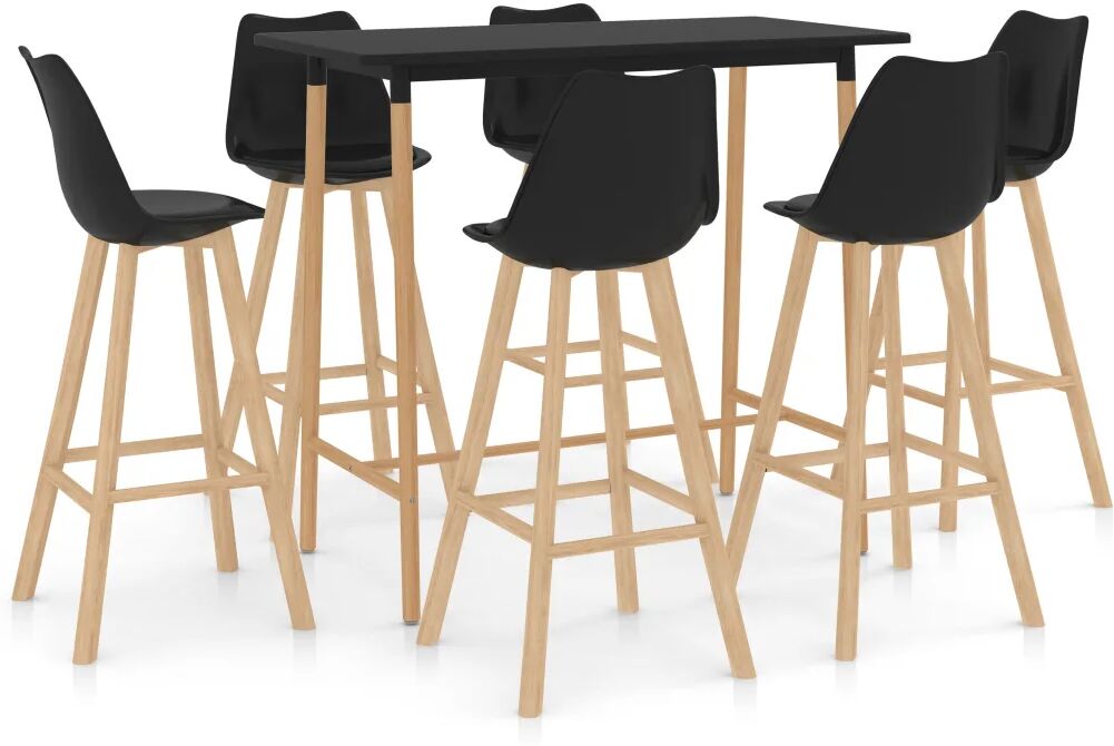 vidaXL 7 pcs conjunto de bar preto