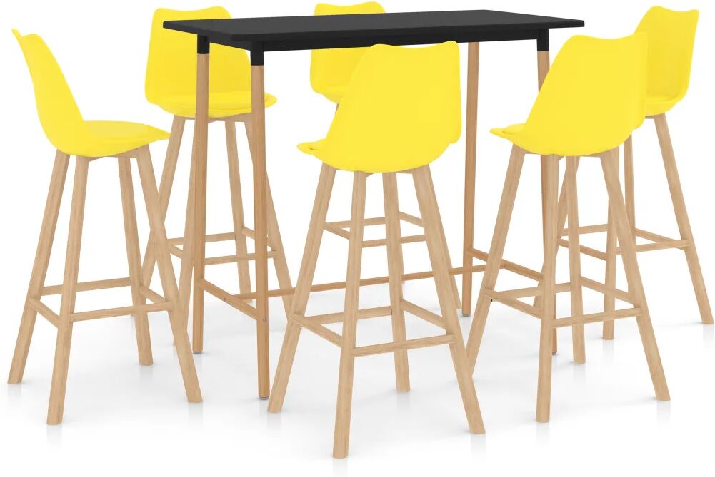 vidaXL 7 pcs conjunto de bar amarelo