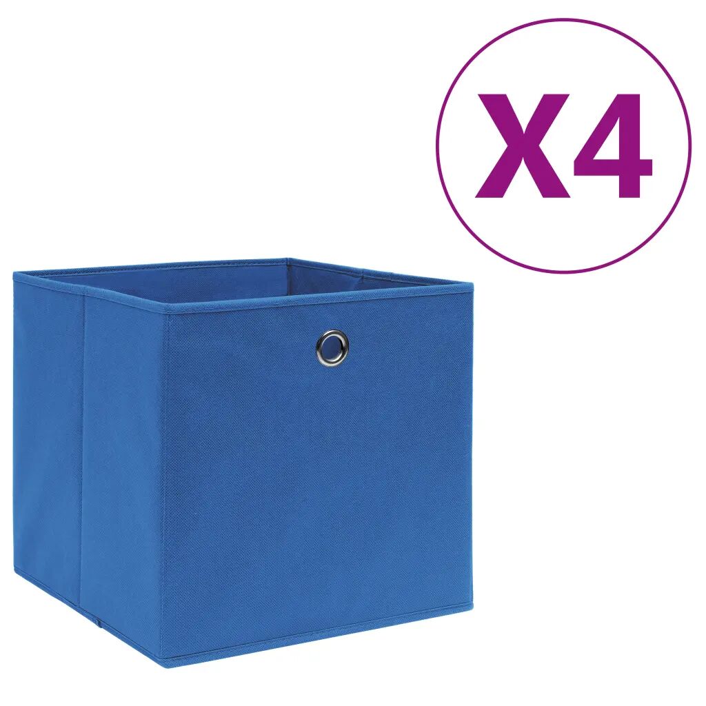 vidaXL Caixas arrumação 4 pcs tecido-não-tecido 28x28x28 cm azul